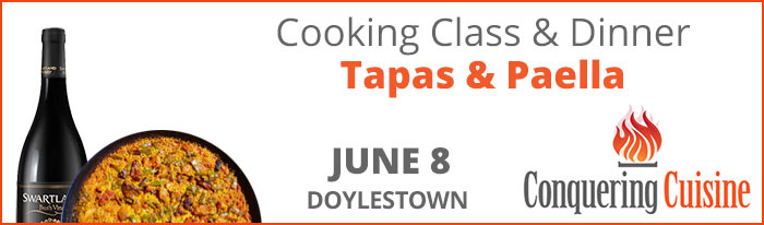As a gateway between Europe and Africa, Spain has been fought over many times in history. This history has had a lasting impact on the country and nowhere is this more evident than in the food. The result is food that is vibrant, colorful and incredibly delicious. We'll start with two great small plates and then move to the star of the show, paella.